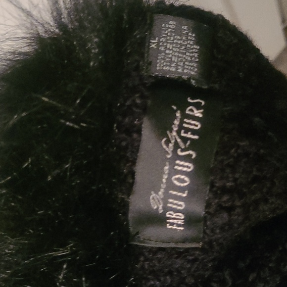 Donna Solyers black fur long sleeve pullover coat - Picture 4 of 6